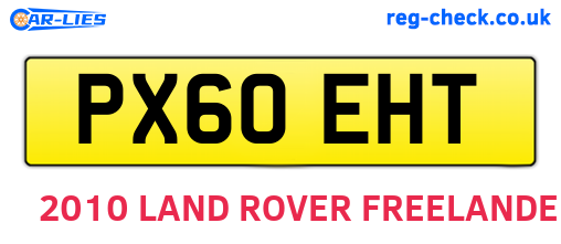 PX60EHT are the vehicle registration plates.