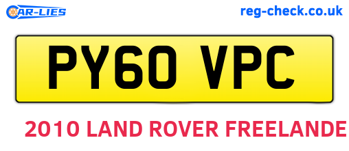 PY60VPC are the vehicle registration plates.
