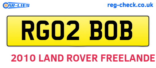 RG02BOB are the vehicle registration plates.