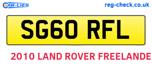 SG60RFL are the vehicle registration plates.