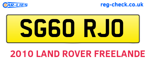SG60RJO are the vehicle registration plates.