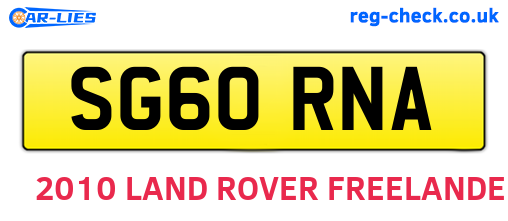 SG60RNA are the vehicle registration plates.