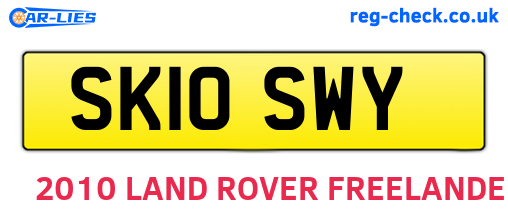SK10SWY are the vehicle registration plates.