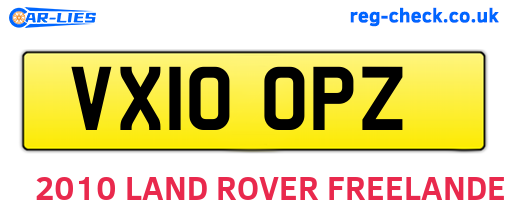 VX10OPZ are the vehicle registration plates.