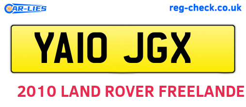 YA10JGX are the vehicle registration plates.