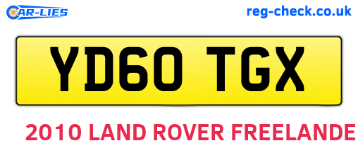 YD60TGX are the vehicle registration plates.