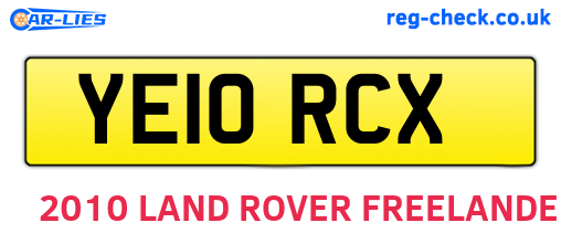 YE10RCX are the vehicle registration plates.