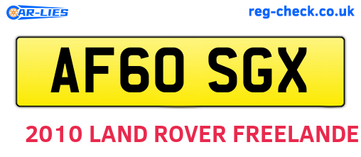 AF60SGX are the vehicle registration plates.