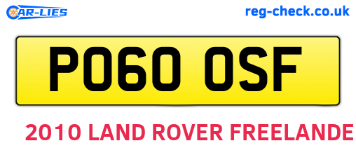 PO60OSF are the vehicle registration plates.