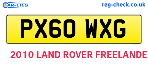 PX60WXG are the vehicle registration plates.