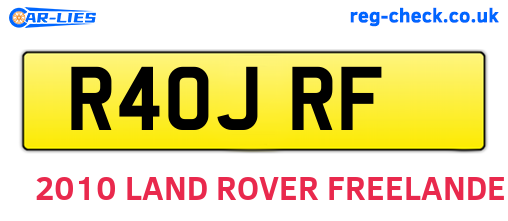 R40JRF are the vehicle registration plates.