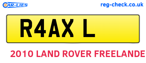 R4AXL are the vehicle registration plates.