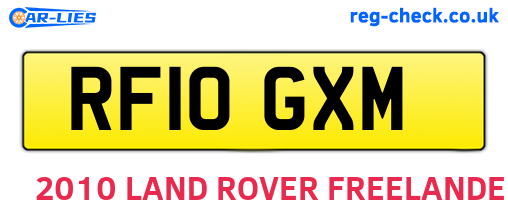 RF10GXM are the vehicle registration plates.