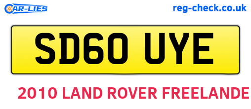 SD60UYE are the vehicle registration plates.