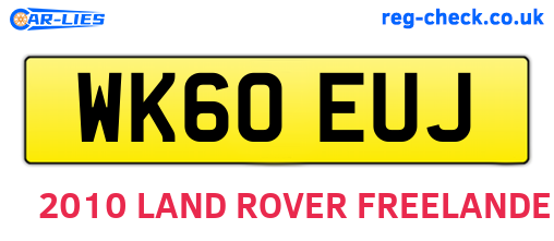 WK60EUJ are the vehicle registration plates.