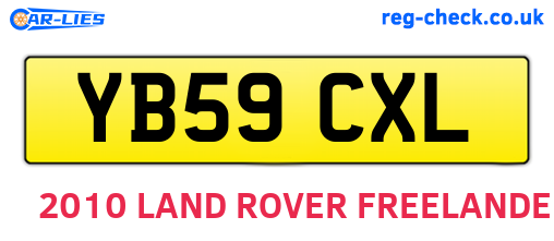 YB59CXL are the vehicle registration plates.