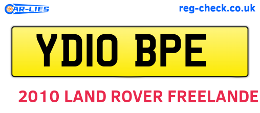 YD10BPE are the vehicle registration plates.