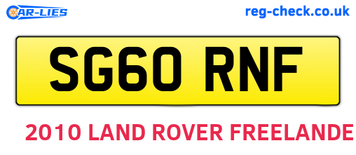 SG60RNF are the vehicle registration plates.