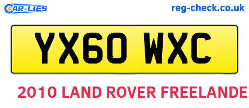 YX60WXC are the vehicle registration plates.