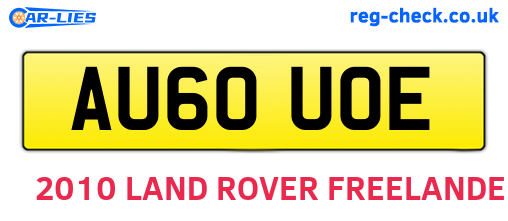 AU60UOE are the vehicle registration plates.