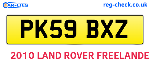 PK59BXZ are the vehicle registration plates.