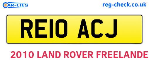 RE10ACJ are the vehicle registration plates.