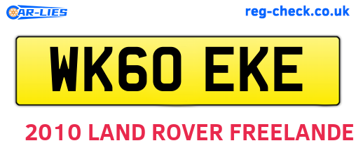 WK60EKE are the vehicle registration plates.