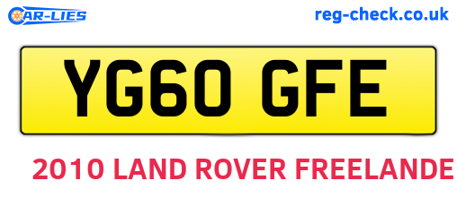 YG60GFE are the vehicle registration plates.