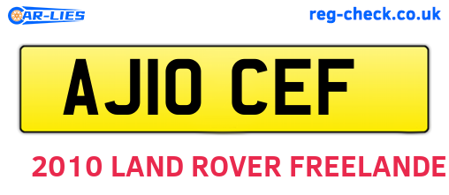 AJ10CEF are the vehicle registration plates.