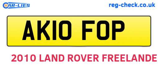 AK10FOP are the vehicle registration plates.