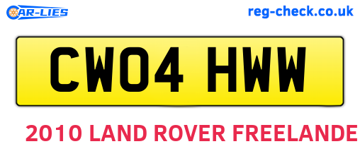 CW04HWW are the vehicle registration plates.