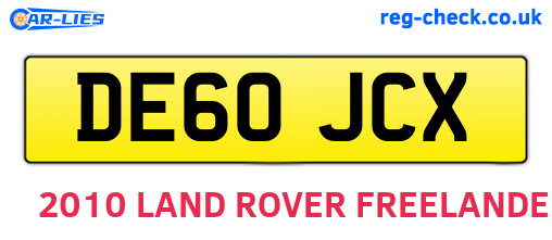 DE60JCX are the vehicle registration plates.