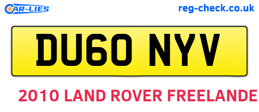 DU60NYV are the vehicle registration plates.