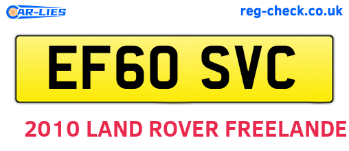 EF60SVC are the vehicle registration plates.
