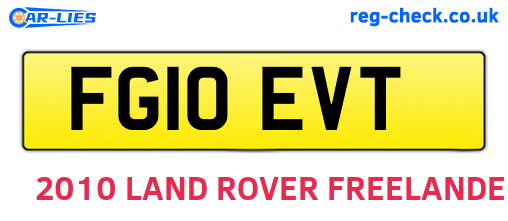 FG10EVT are the vehicle registration plates.