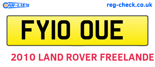 FY10OUE are the vehicle registration plates.