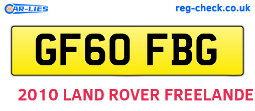 GF60FBG are the vehicle registration plates.