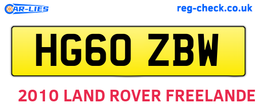 HG60ZBW are the vehicle registration plates.