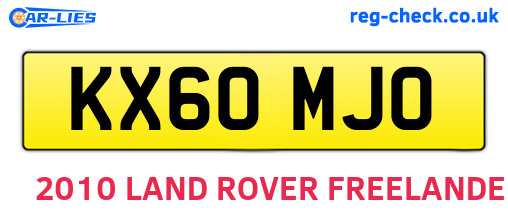 KX60MJO are the vehicle registration plates.