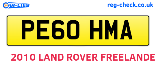 PE60HMA are the vehicle registration plates.