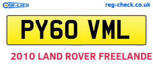 PY60VML are the vehicle registration plates.