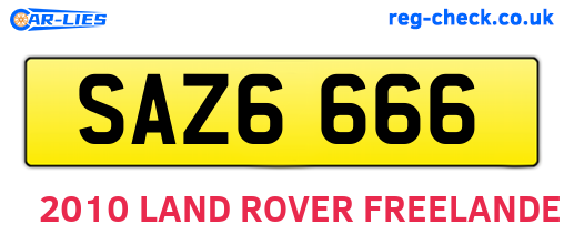 SAZ6666 are the vehicle registration plates.