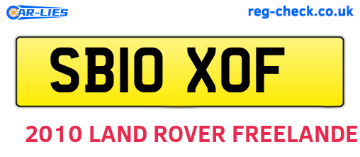 SB10XOF are the vehicle registration plates.