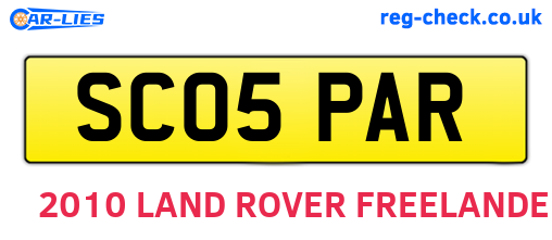 SC05PAR are the vehicle registration plates.