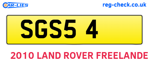 SGS54 are the vehicle registration plates.