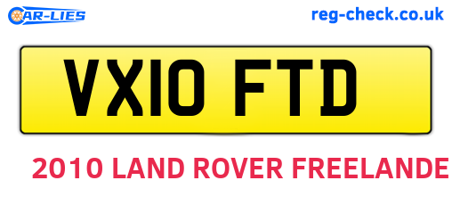 VX10FTD are the vehicle registration plates.