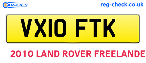 VX10FTK are the vehicle registration plates.