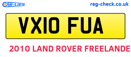 VX10FUA are the vehicle registration plates.