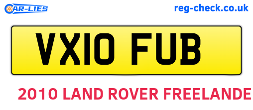 VX10FUB are the vehicle registration plates.