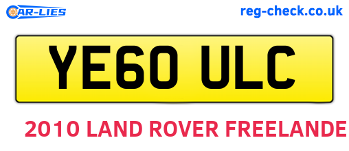YE60ULC are the vehicle registration plates.